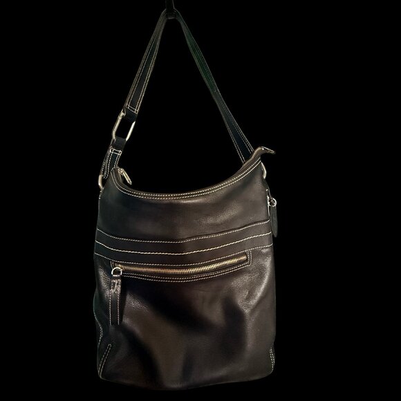 Rolfs Black Leather Shoulder Bag - Picture 1 of 5